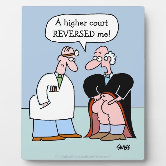 Funny Doctor and Judge Physical Exam Cartoon Fotoplatte (Vorderseite)