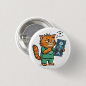 Funny Doctor Cat Reading X-Ray Button (Vorne & Hinten)