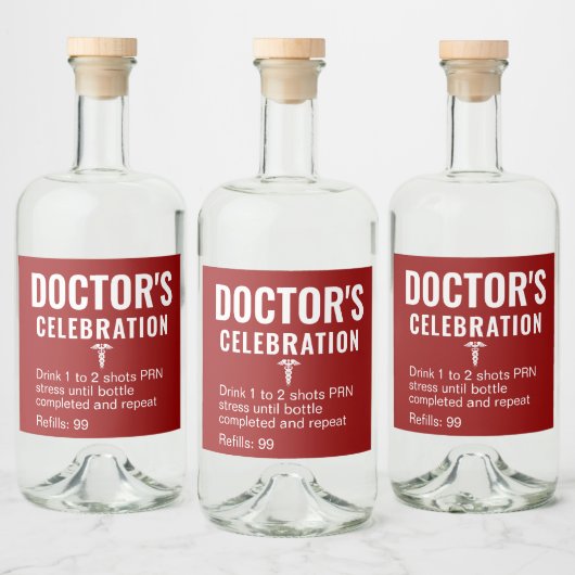 Funny Doctor Celebration Red Prescription Alkoholflaschenetikett (Flaschen)