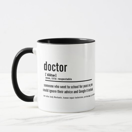 Funny Doctor Definition Mug - Custom Coffee Cup Tasse (Links)