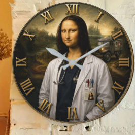 Funny Doctor Mona Lisa Große Wanduhr