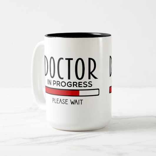 Funny Doctor Progress Bitte warten Medizinstudium Zweifarbige Tasse (Vorderseite Links)