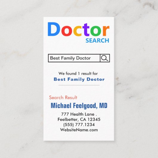 Funny Doctor Search Advertising  Visitenkarte (Vorderseite)