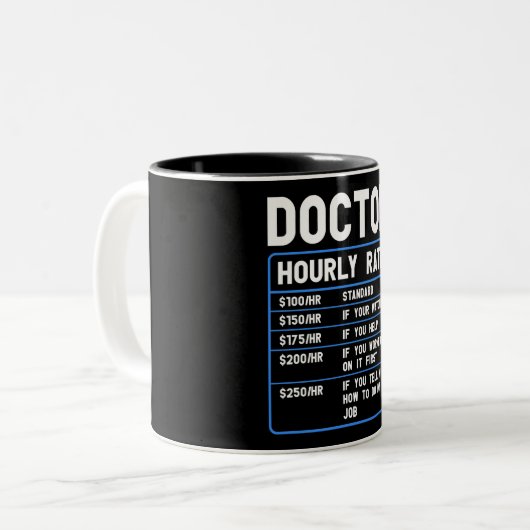 Funny Doctor Stundensatz Zwei-Tonen-Kaffee-Tasse Zweifarbige Tasse (Vorderseite Links)