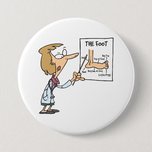 Funny Doctor Teaching Foot Anatomy Button (Vorderseite)