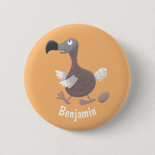 Funny dodo bird cartoon illustration button