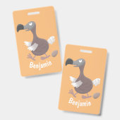 Funny dodo Vogel Cartoon Illustration Ausweis (Vorder- & Rückseite)