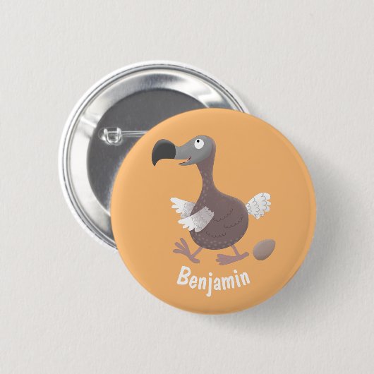 Funny dodo Vogel Cartoon Illustration Button (Vorne & Hinten)