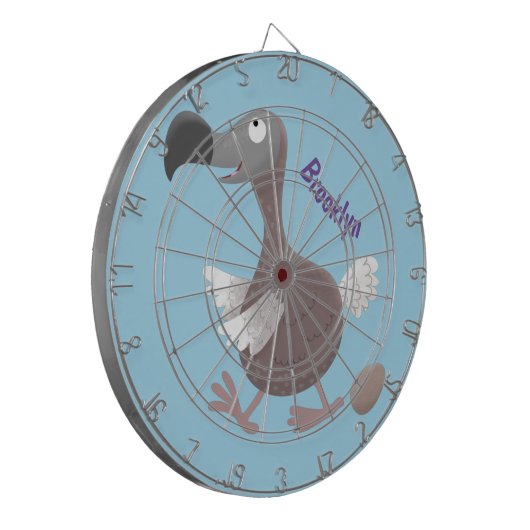 Funny dodo Vogel Cartoon Illustration Dartscheibe (Vorderseite Links)