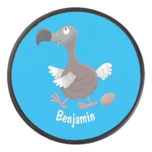 Funny dodo Vogel Cartoon Illustration Eishockey Puck