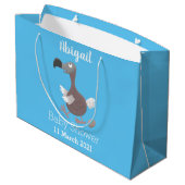 Funny dodo Vogel Cartoon Illustration Große Geschenktüte (Rückseite Schrägansicht)