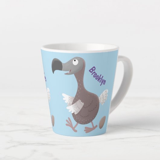 Funny dodo Vogel Cartoon Illustration Milchtasse (Rechte Ecke)