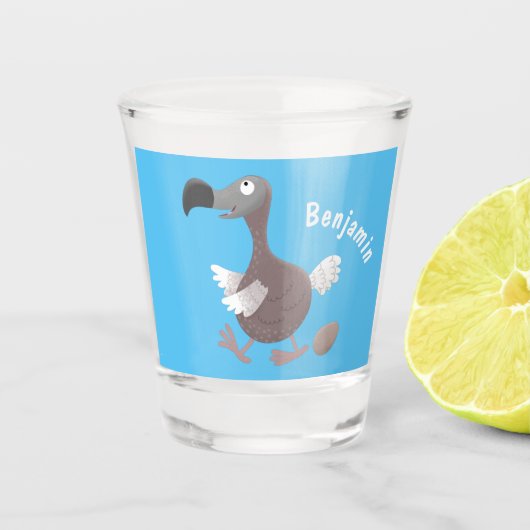 Funny dodo Vogel Cartoon Illustration Schnapsglas (Vorderseite)