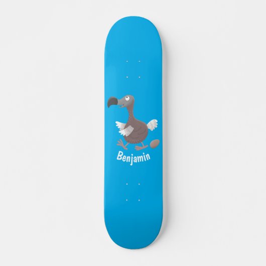 Funny dodo Vogel Cartoon Illustration Skateboard (Vorne)