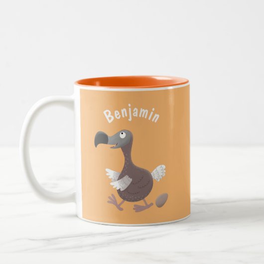Funny dodo Vogel Cartoon Illustration Zweifarbige Tasse (Links)