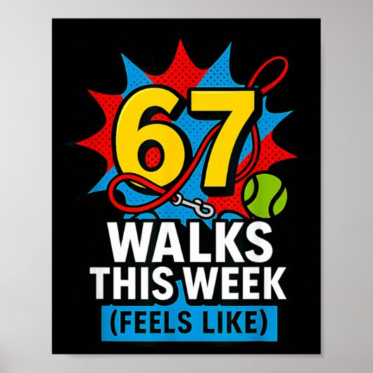 Funny Dog 6 7 Walks This Week Slang Meme Six Seven Poster (Vorne)