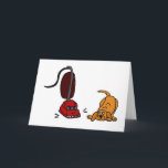Funny Dog Afraid des Vakuumreinigers Karte<br><div class="desc">Unglaublich witzig und niedlicher kleiner brauner Hund,  der Angst vor dem bösen roten Staubsauger Monster hat.  Spaß Geschenkidee für Hundefreunde.  Kann auch benutzerdefinierten Text hinzufügen und die Hintergrundfarbe bei der Bestellung ändern.</div>