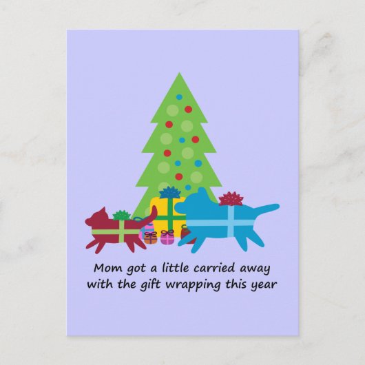 Funny Dog and Cat Weihnachtsgeschenke Feiertagspostkarte (Vorderseite)