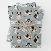 Funny Dog and Paw Prints Wrapping Paper Set 3 Geschenkpapier Set (Beispiel)