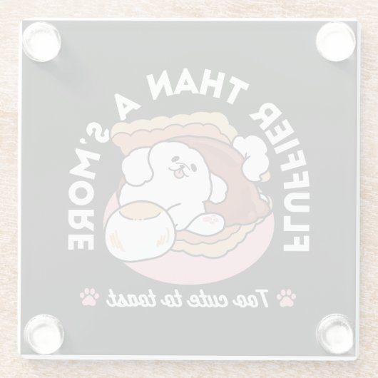 Funny Dog and S’more Design – Kawaii Pet Lover Pun Glasuntersetzer (Rückseite)