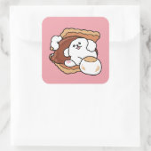 Funny Dog and S’more Design – Kawaii Pet Lover Pun Quadratischer Aufkleber (Tasche)
