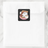 Funny Dog and S’more Design – Kawaii Pet Lover Pun Quadratischer Aufkleber (Tasche)