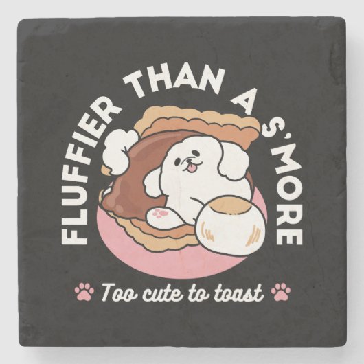 Funny Dog and S’more Design – Kawaii Pet Lover Pun Steinuntersetzer (Vorderseite)