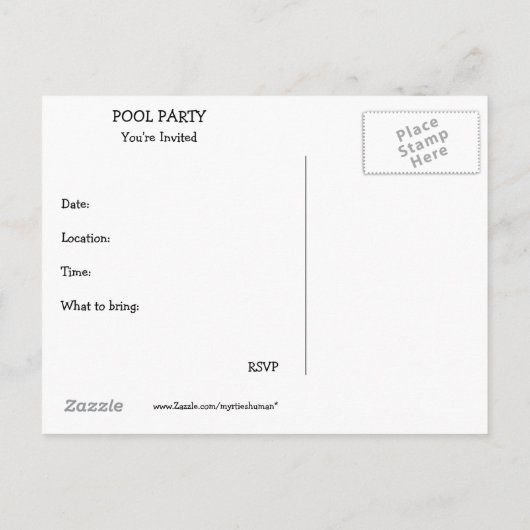 Funny Dog Anpassbare Pool Party Postcard Einladung (Rückseite)