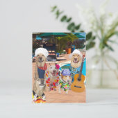 Funny Dog Anpassbare Pool Party Postcard Einladung (Stehend Vorderseite)