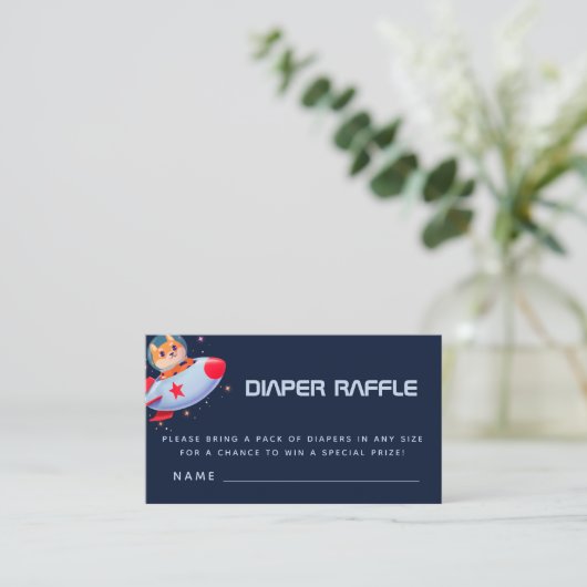 Funny Dog Astronaut Rocket Space Diaper Raffel Begleitkarte (Stehend Vorderseite)