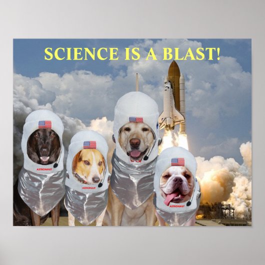 Funny Dog Astronauts Science Poster (Vorne)
