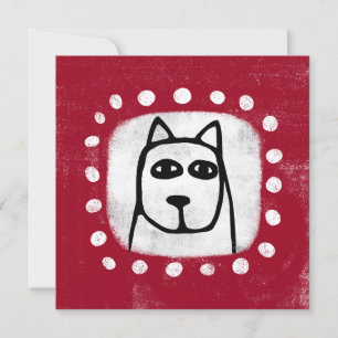 Funny Dog auf Red Greeting Card Karte