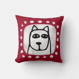 Funny Dog auf Red Throw Kissen