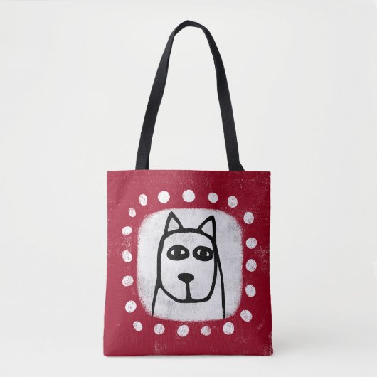 Funny Dog auf Red Tote Bag Tasche (Vorderseite)
