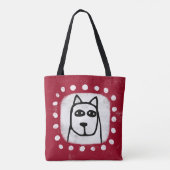 Funny Dog auf Red Tote Bag Tasche (Rückseite)