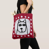 Funny Dog auf Red Tote Bag Tasche (Von Nahem)