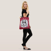 Funny Dog auf Red Tote Bag Tasche (Am Model)