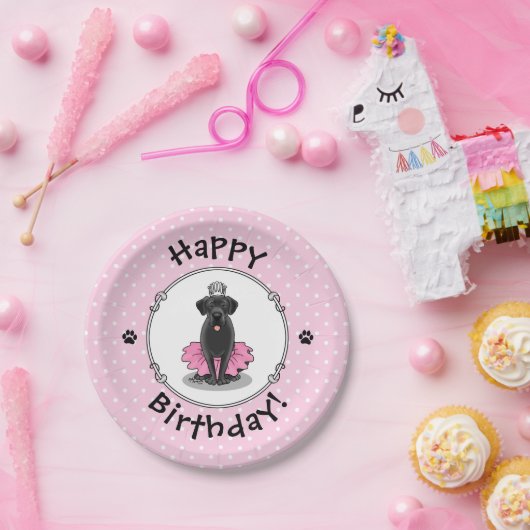 Funny Dog Ballett Princess Black Lab Retriever Pappteller (Party)