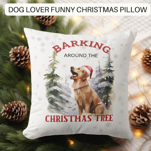 Funny Dog Barking um Weihnachtsbaum Kissen