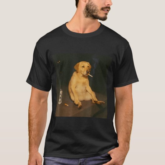 Funny Dog Beer Smoking Meme Sarcastic Dog Lover  T-Shirt (Vorderseite)