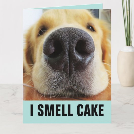 FUNNY DOG BIG BIRTHDAY SMELL CAKE CARD KARTE (Vorderseite)