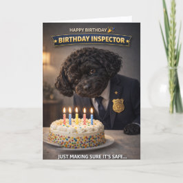 Funny Dog Birthday Card Cake Inspector Cockapoo Karte