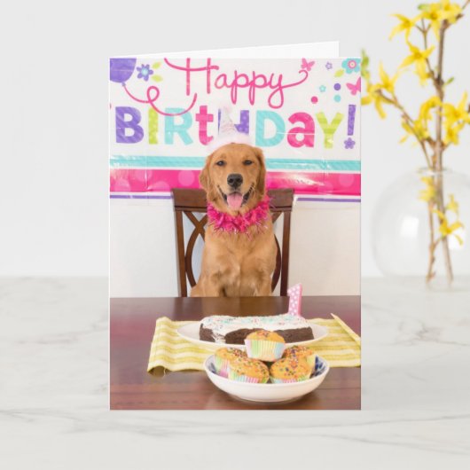 Funny Dog Birthday Card Karte (Gelbe Blume)