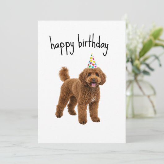 Funny Dog Birthday Card - Poodle Mama oder Vater G Einladung (Stehend Vorderseite)