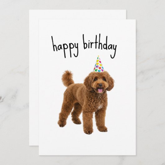 Funny Dog Birthday Card - Poodle Mama oder Vater G Einladung (Vorne/Hinten)