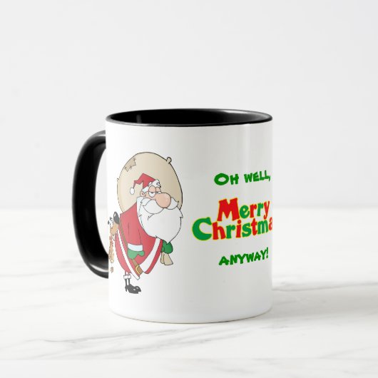 Funny Dog Biting Weihnachten Tasse (Vorderseite Links)