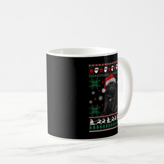 Funny Dog Black Mops Ugly Christmas Sweater Sweats Kaffeetasse (VorderseiteRechts)