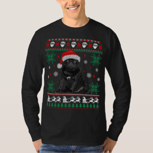 Funny Dog Black Mops Ugly Christmas Sweater T-Shirt