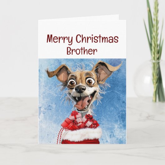 Funny Dog Brother Grandtochter Kinder Weihnachten Karte (Vorderseite)