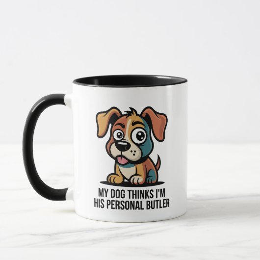 Funny Dog Butler Cartoon Quote Tasse (Links)
